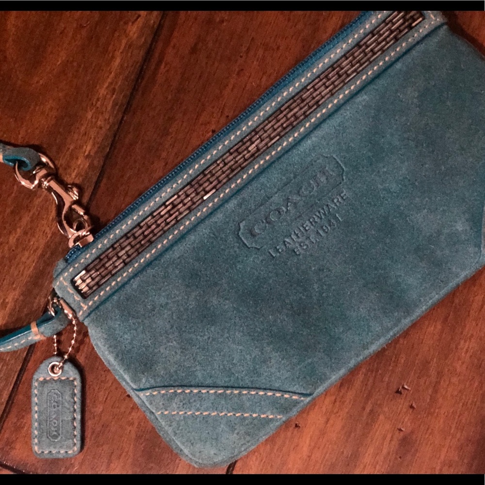 SOLD Coach suede wristlet